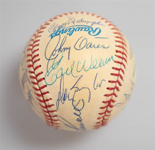 1971 Baltimore Orioles Team Signed AL Champion Baseball (23 Signatures inc. B. Robinson, F. Robinson, Palmer, Weaver, Powell, Blair, and more)  - JSA Auction Letter