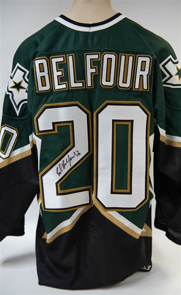 Ed Belfour Signed XXL Dallas Stars Jersey  - JSA Auction Letter