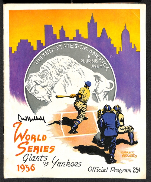 1936 Yankees vs. NY Giants World Series Program Signed by Carl Hubbell (JSA LOA)
