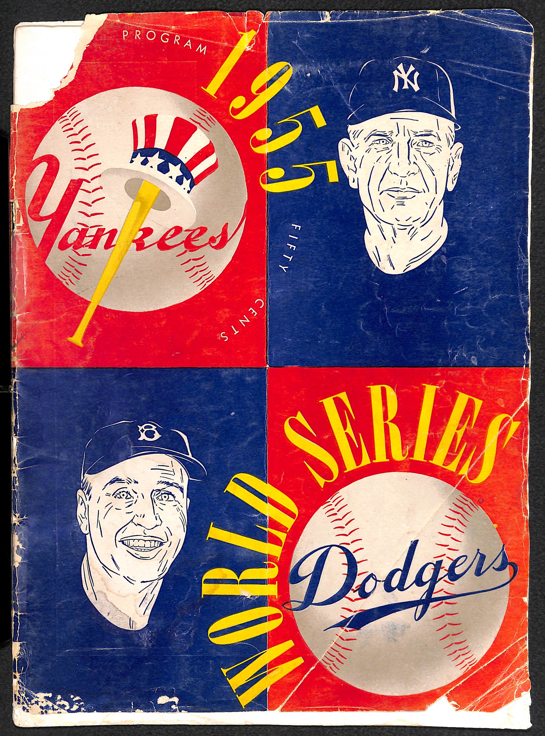 Lot Detail 1955 Yankees vs. Dodgers World Series Program (Taped/Torn)