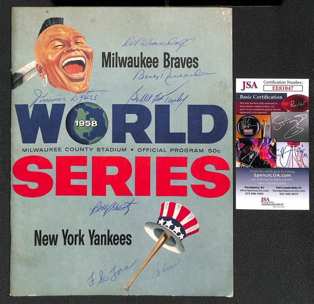 1958 Yankees vs. Braves World Series Signed Program w. Yogi Berra - JSA