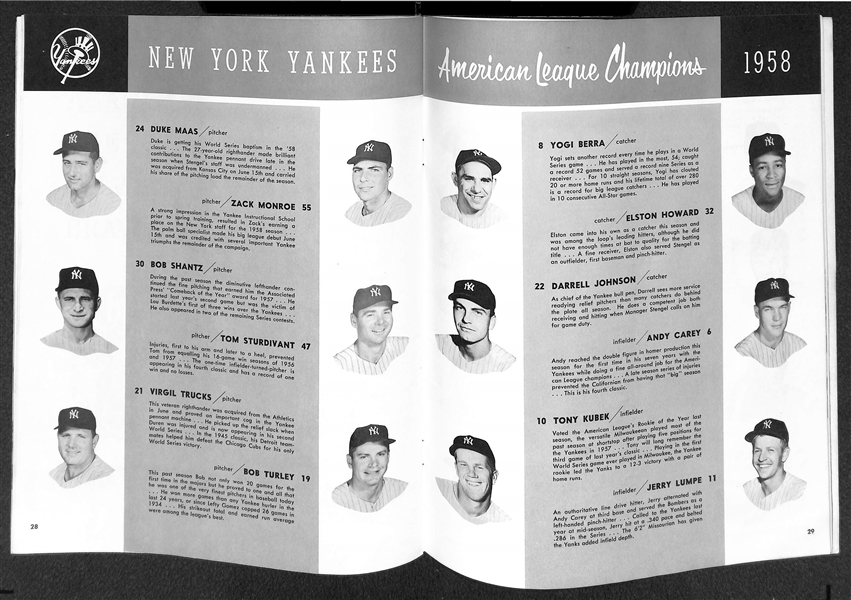1958 Yankees vs. Braves World Series Signed Program w. Yogi Berra - JSA