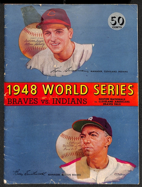 Lot of (2) 1948 World Series Programs (Boston Braves vs. Cleveland Indians) - Indians Won in 6 - w. Al Rosen Autograph