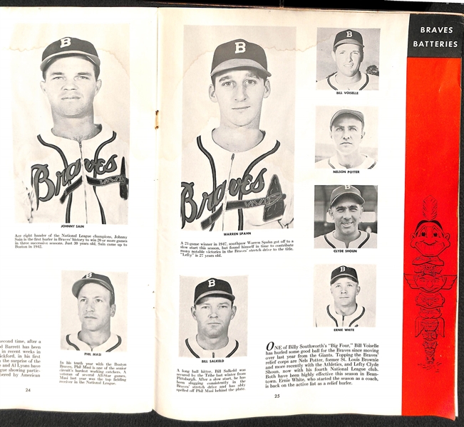 Lot of (2) 1948 World Series Programs (Boston Braves vs. Cleveland Indians) - Indians Won in 6 - w. Al Rosen Autograph