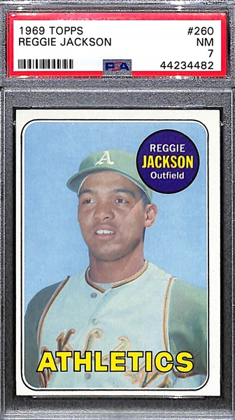 1969 Topps Reggie Jackson Rookie #260 Graded PSA 7 (NM)