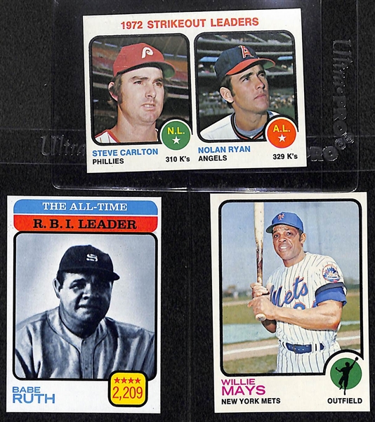 Near-Complete 1973 Topps Baseball Card Set w. Hank Aaron #100 PSA 8.5 (Missing Only 2 Cards- Clemente and Schmidt)