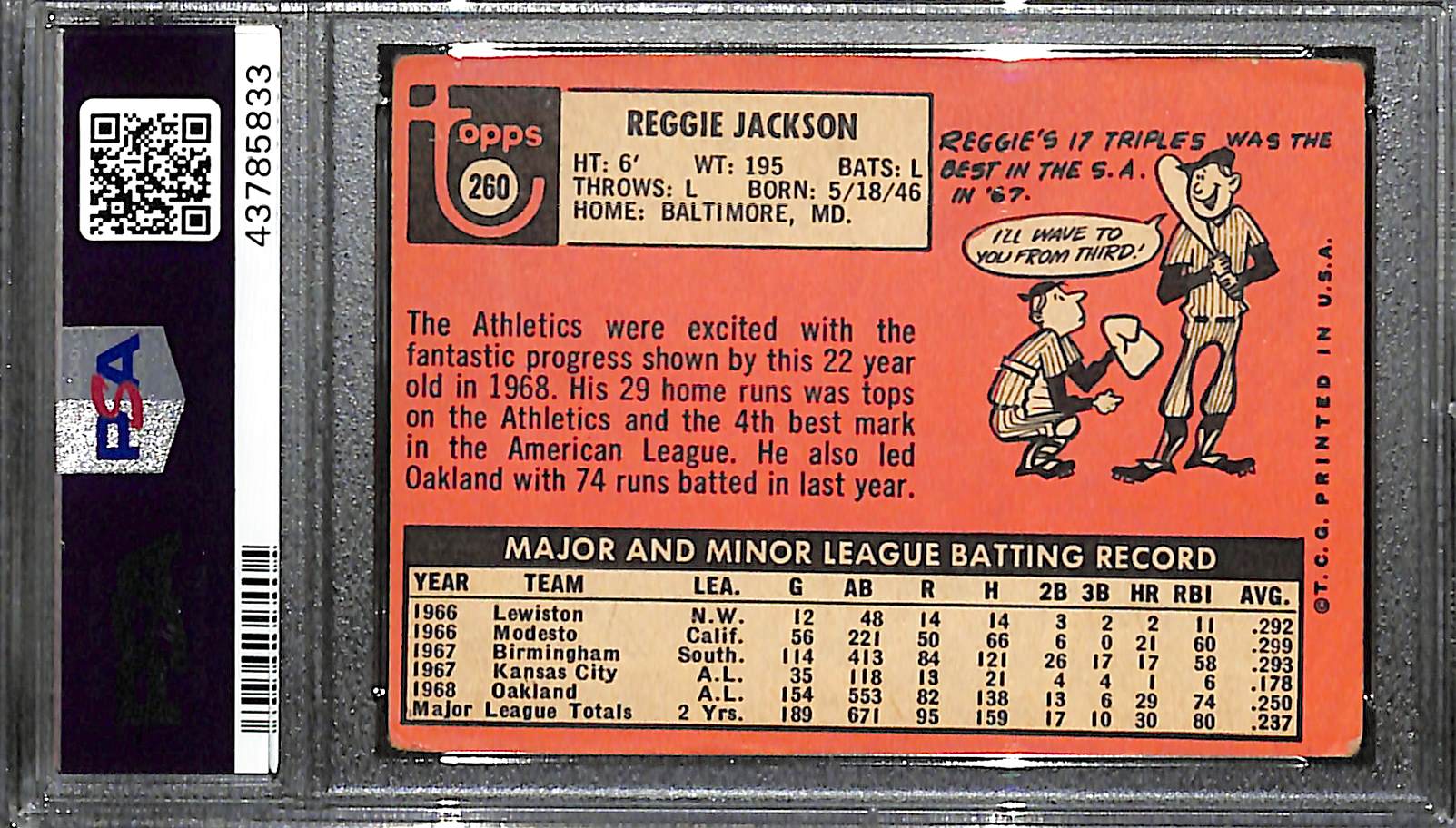 Lot Detail 1969 Topps Reggie Jackson Rookie Card (260) PSA Authentic