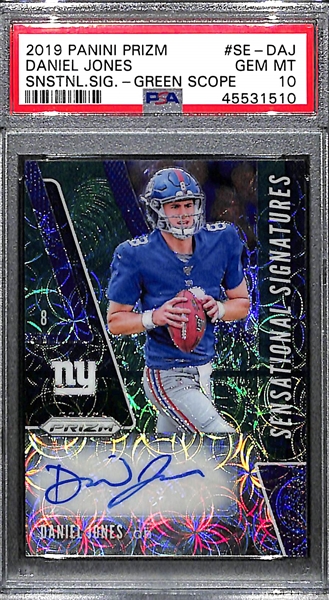 2019 Panini Prizm Daniel Jones 69/75 Green Autograph Rookie Card PSA 10