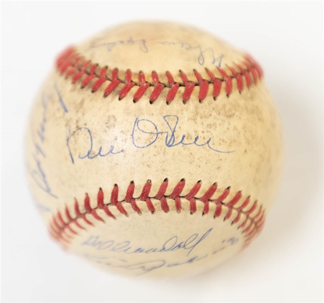 1958 AL All-Star Team Signed Baseball (Berra, Banks, Spahn, Kaline, Aparicio, +4 More) on a reach (William Harridge) OAL Baseball - JSA Auction Letter
