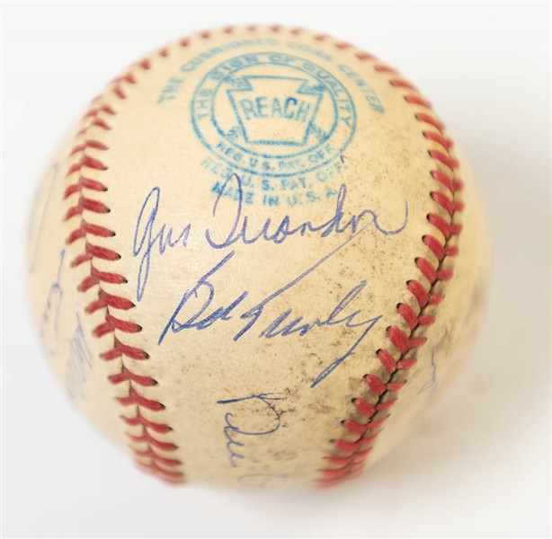 1958 AL All-Star Team Signed Baseball (Berra, Banks, Spahn, Kaline, Aparicio, +4 More) on a reach (William Harridge) OAL Baseball - JSA Auction Letter