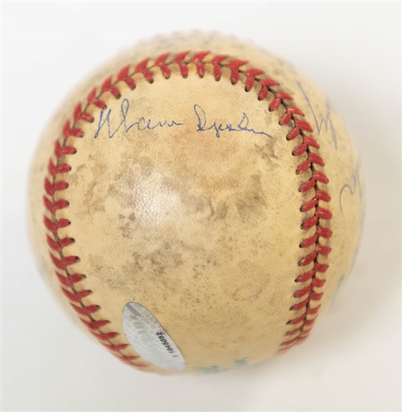 1958 AL All-Star Team Signed Baseball (Berra, Banks, Spahn, Kaline, Aparicio, +4 More) on a reach (William Harridge) OAL Baseball - JSA Auction Letter