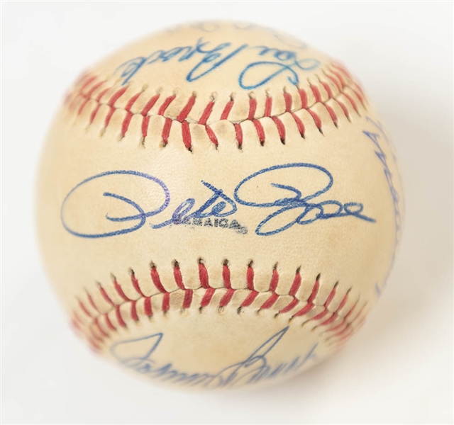 1970-71 NL All-Star Team Signed Baseball (Rose, Brock, Bench, Gibson, Carlton, Jenkins, Marichal, G. Perry, + 3 More) on a Spalding Baseball - JSA Auction Letter