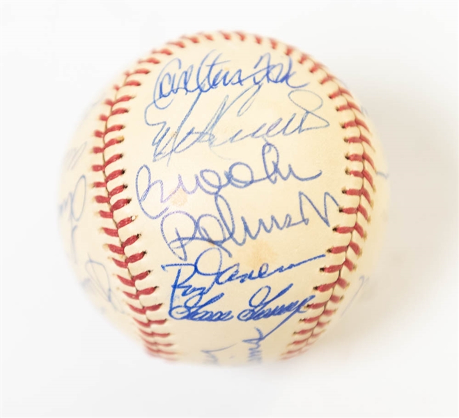 1974-75 AL All-Star Team Signed Baseball (21 Autos inc. Aaron, B. Robinson, F. Robinson, R. Jackson, Kaline, Carew, Perry, Fisk, Palmer, Gossage, Weaver, +10 More) - JSA Auction Letter