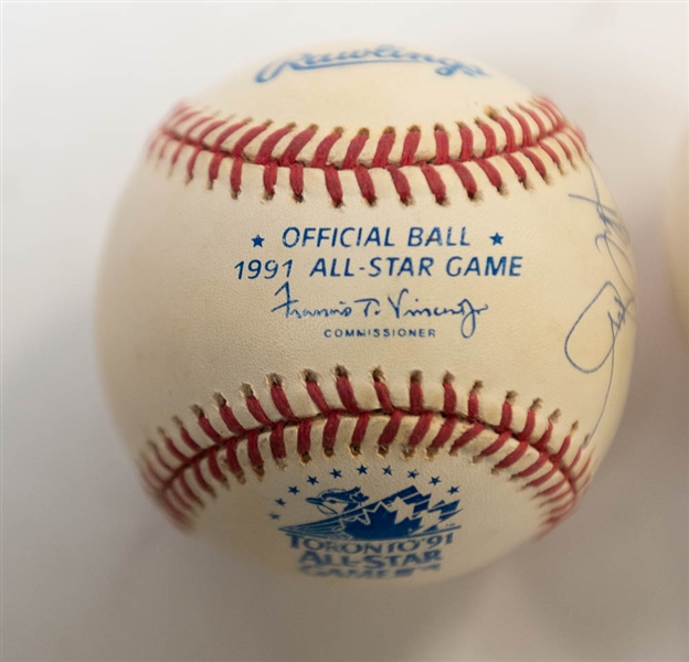 Signed Official 1989 & 1991 All Star Baseballs (3 Autographs on Each) w/ Gooden, Baines, Clark, Palmeiro, McDowell - JSA Auction Letter