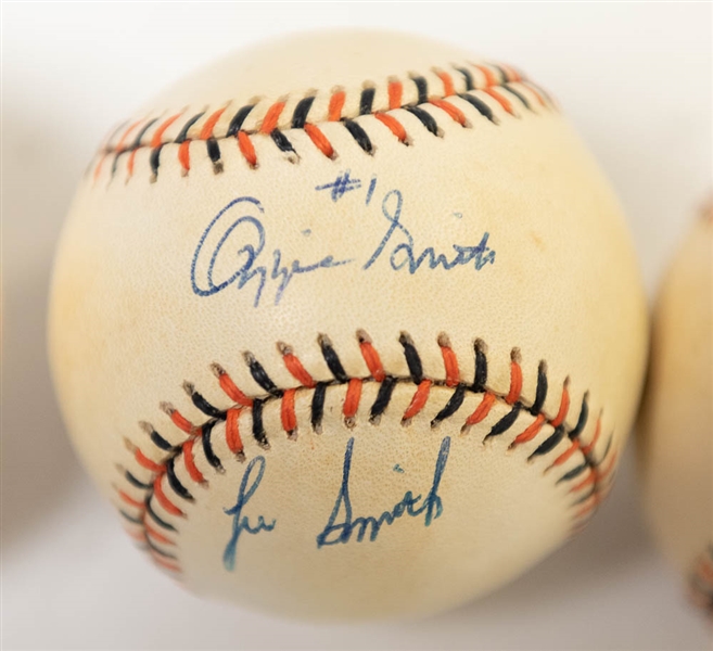 Lot of (3) Signed Official All Star Baseballs from 1992-1993 (2 Autographs on Each) w/ Ozzie Smith, Lee Smith, and Mike Mussina - JSA Auction Letter