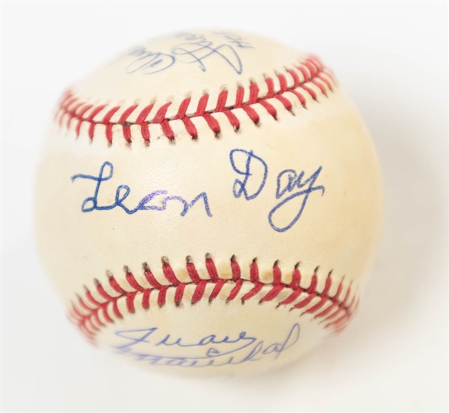 Official AL Baseball Signed by Eddie Murray, Leon Day (2x), Juan Marichal, Luis Aparicio, and Chuck Thompson (Legendary Announcer) - JSA Auction Letter