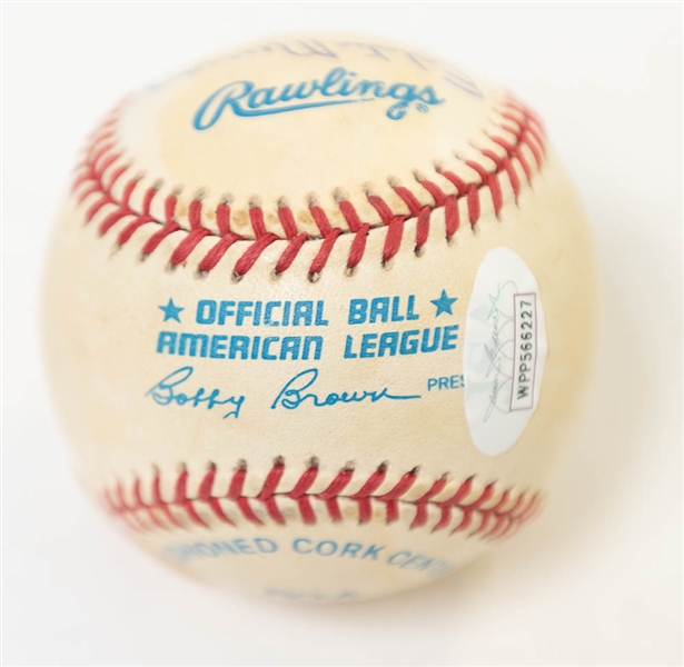 Official AL Baseball Signed by Eddie Murray, Leon Day (2x), Juan Marichal, Luis Aparicio, and Chuck Thompson (Legendary Announcer) - JSA Auction Letter