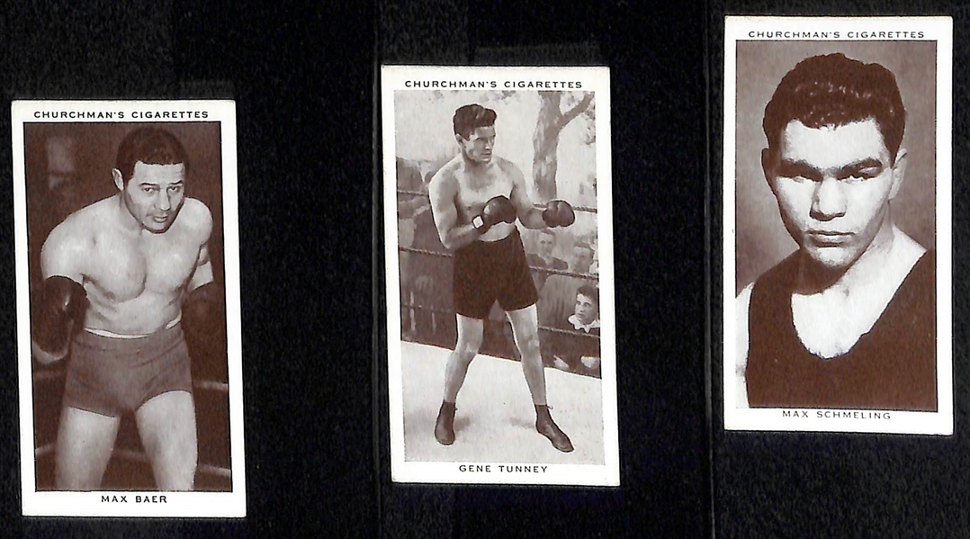 1938 Churchman's Boxing Personalities Complete Set of 50 w/ Joe Louis, Jack Johnson, Dempsey, Baer, Schmeling - JSA Auction Letter
