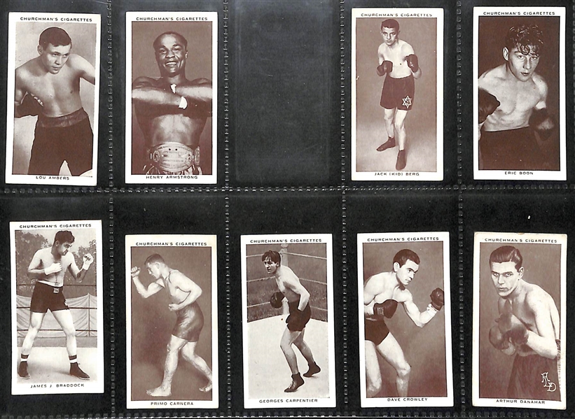 1938 Churchman's Boxing Personalities Complete Set of 50 w/ Joe Louis, Jack Johnson, Dempsey, Baer, Schmeling - JSA Auction Letter