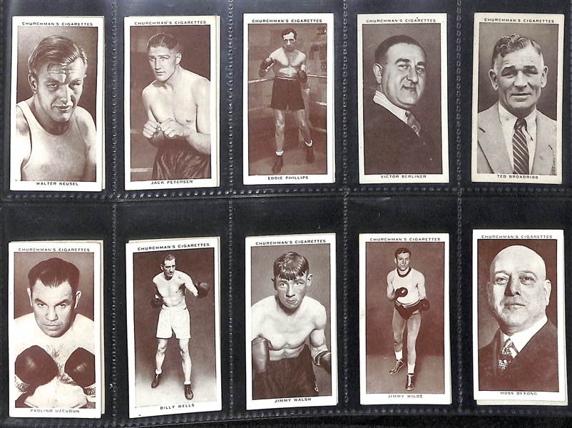 1938 Churchman's Boxing Personalities Complete Set of 50 w/ Joe Louis, Jack Johnson, Dempsey, Baer, Schmeling - JSA Auction Letter