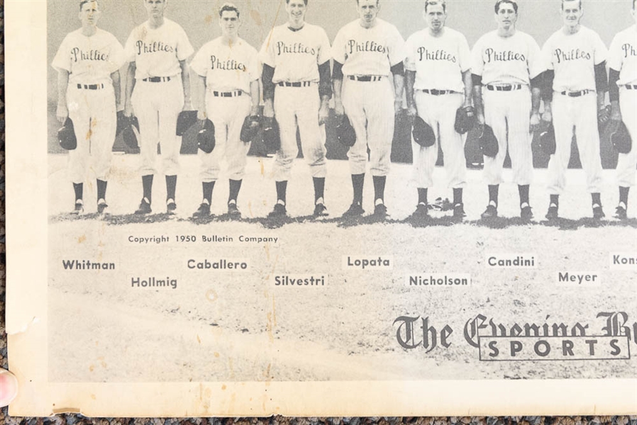 1950 Philadelphia Bulletin Wiz Kids 9.5x35 Team Photo w. Original Packaging