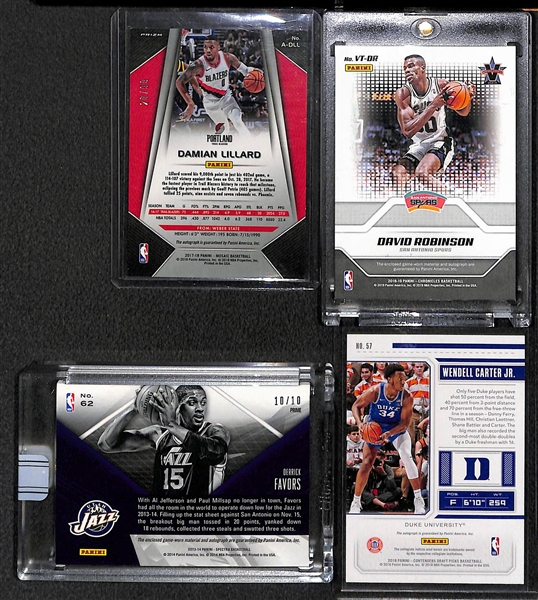 Lot of 4 Basketball Autograph Cards w. Damian Lillard & David Robinson