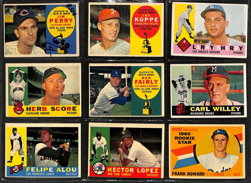 Lot of 200 Assorted 1960 Topps Baseball Cards w. Mickey Mantle