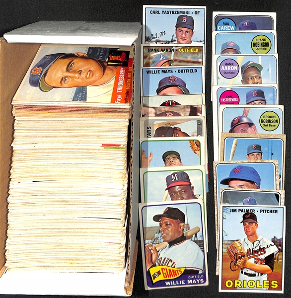 Lot of 200+ Assorted 1953-1969 Topps Baseball Cards w. 1965 Willie Mays