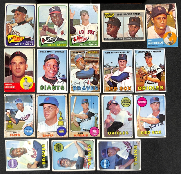 Lot of 200+ Assorted 1953-1969 Topps Baseball Cards w. 1965 Willie Mays
