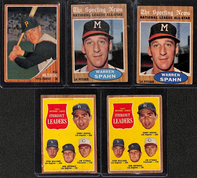 Lot of 200+ Assorted 1962 Topps Baseball Cards w. Bill Mazeroski