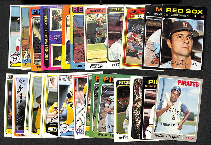 Lot of 1200+ Assorted 1970-1979 Topps Baseball Cards w. 1971 Carl Yaztrzemski
