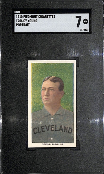 1909-11 T206 Cy Young Green Back (Portrait) Piedmont Back - SGC 7 