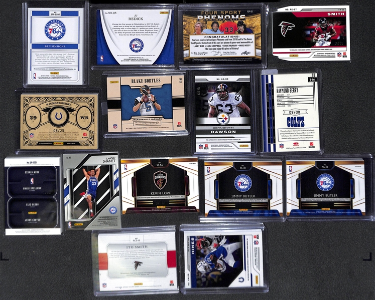 Lot of 15 Football & Basketball Autograph & Relic Cards w. Ben Simmons