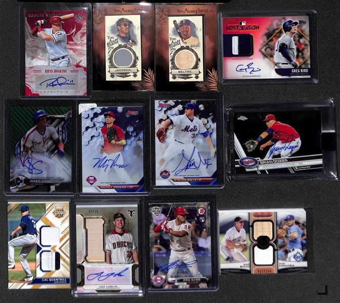 Lot of 26 Baseball Autograph & Relic Cards w. Mike Trout & Rhys Hoskins