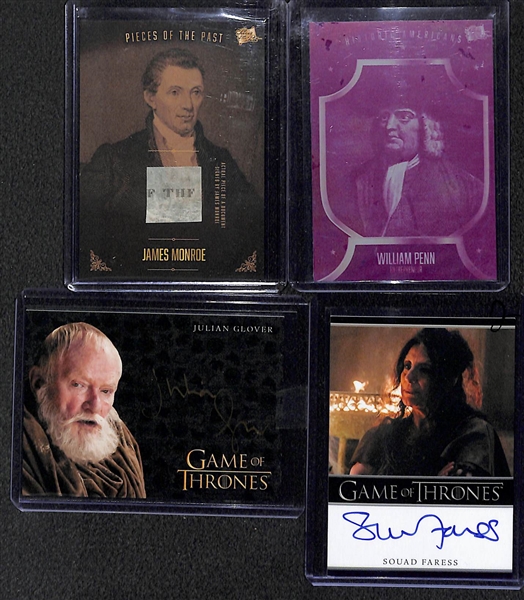 Lot of 13 Nonsports Autograph & Relic Cards w. President James Monroe