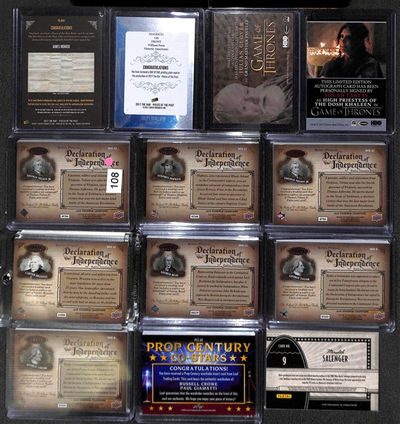 Lot of 13 Nonsports Autograph & Relic Cards w. President James Monroe