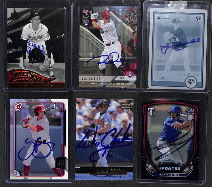 Lot of 33 Baseball Signed Cards w. Brooks Robinson & Rhys Hoskins