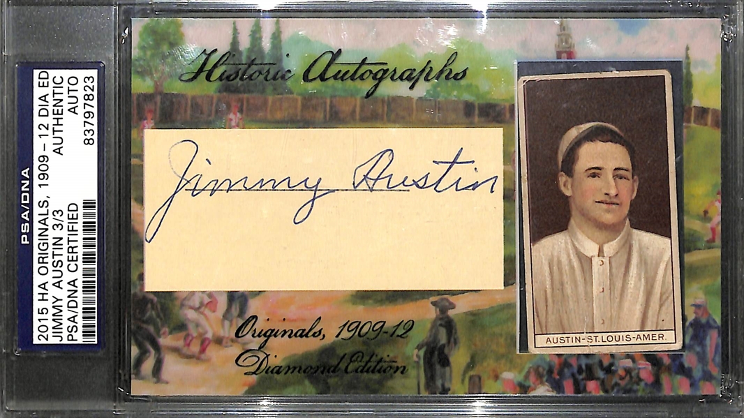 2015 Historic Autographs Jimmy Austin Cut Autograph & T205 Recruit Card PSA Authentic
