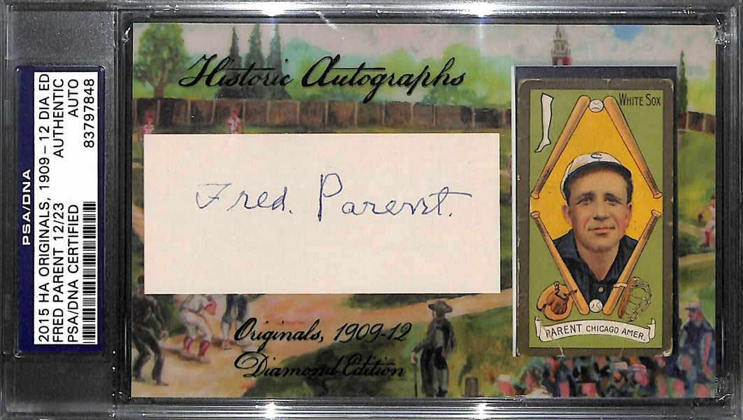 2015 Historic Autographs Fred Parent Cut Autograph & T205 Piedmont Card PSA Authentic