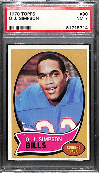 1970 Topps #90 O.J. Simpson Rookie Card PSA 7