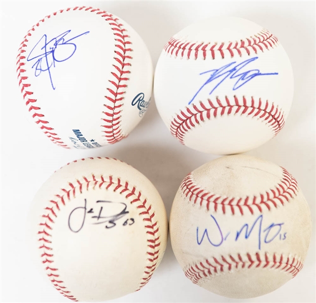 Lot of 4 Stars Signed Official MLB Baseballs w. Merrifield & Braun - JSA Auction Letter