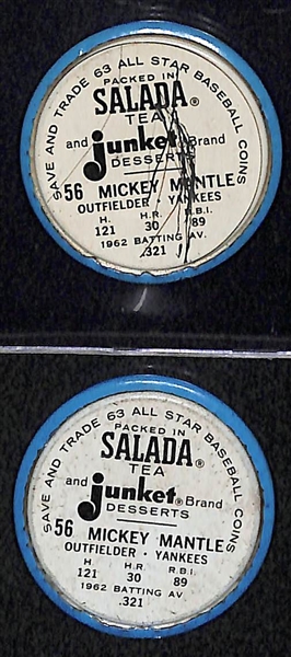 Lot of (2) 1962 Mickey Mantle (#41) Salada Coins