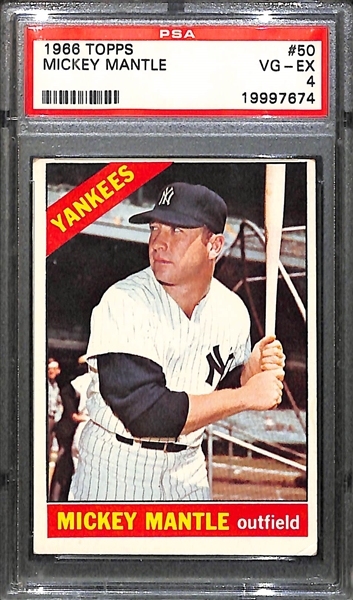 1966 Topps #50 Mickey Mantle Card PSA 4