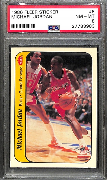 1986 Fleer #8 Michael Jordan Sticker Rookie Card PSA 8
