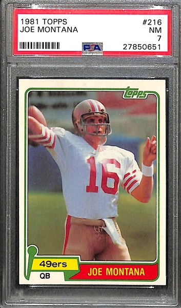 1981 Topps #216 Joe Montana Rookie Card PSA 7
