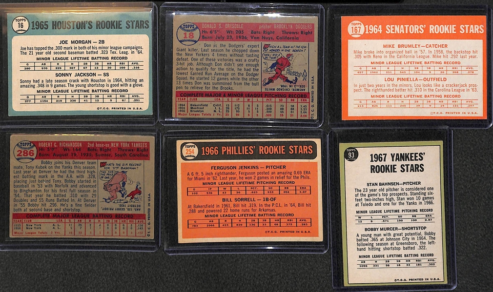 Lot of 6 Vintage Baseball Rookie Card w. Joe Morgan & Don Drysdale