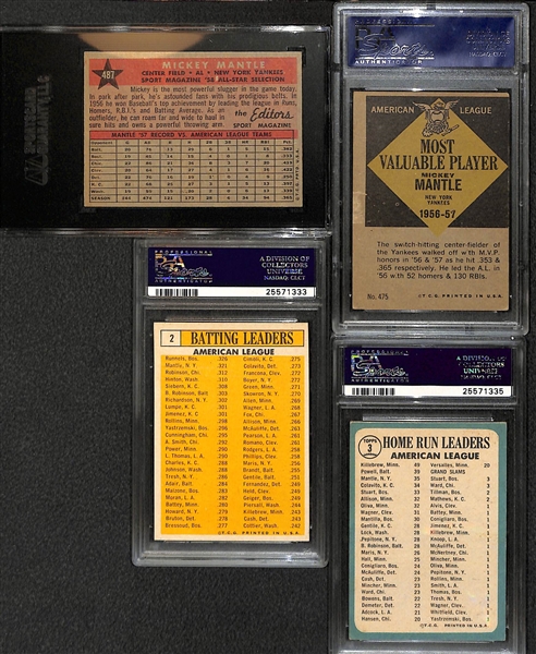Lot Of 6 Mickey Mantle Graded Vintage Cards w. 1958 Topps All Star