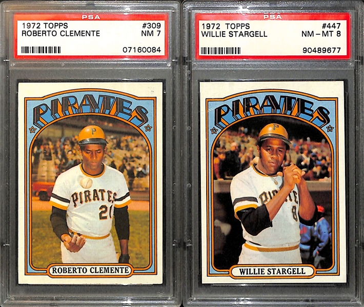 1972 Topps Roberto Clemente PSA 7 & 1972 Topps Willie Stargell PSA 8