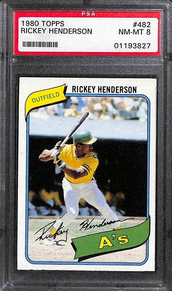 Lot of 2 Rickey Henderson 1980 Topps PSA Graded Rookie Cards - PSA 8 & 6