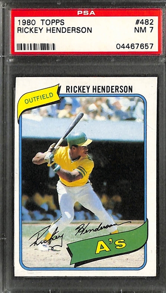 Lot of 3 Rickey Henderson 1980 Topps PSA 7 Graded Rookie Cards
